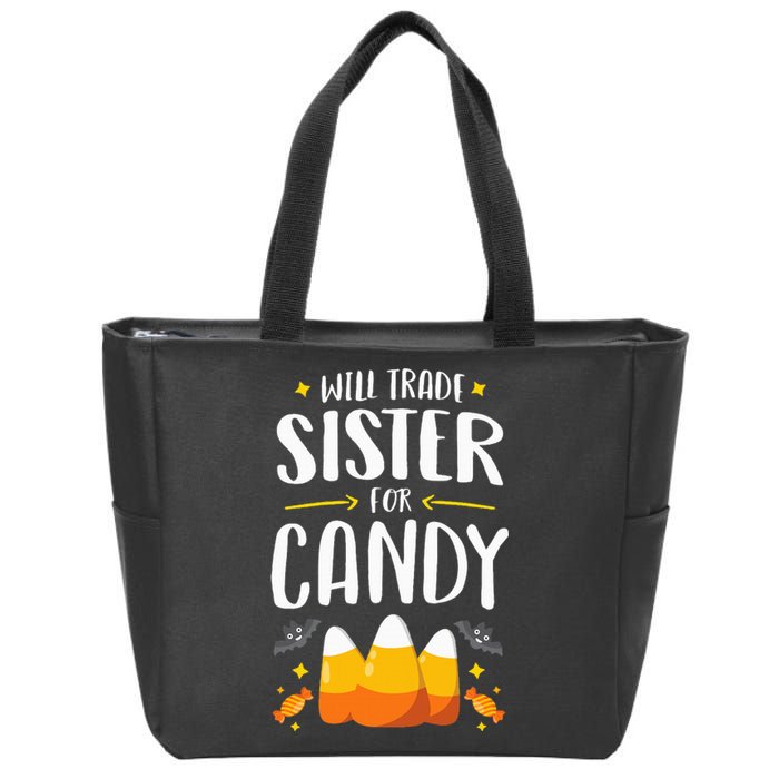 Matching Brother Halloween Will Trade Sister For Candy Zip Tote Bag