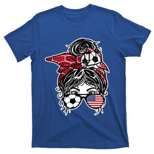 Messy Bun Hair American Soccer America Jersey Football Meaningful Gift T-Shirt