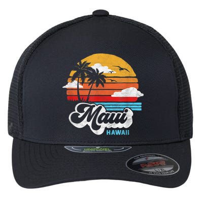 Maui Beach Hawaii Vintage Surf Flexfit Unipanel Trucker Cap