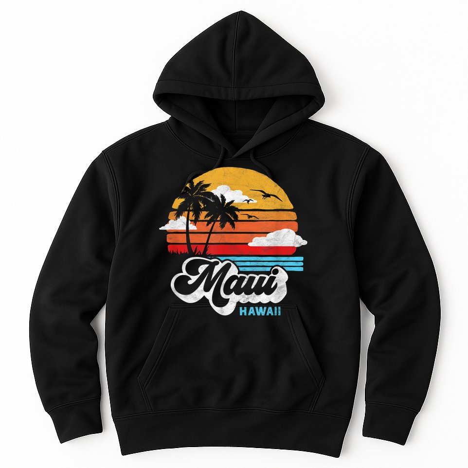 Maui Beach Hawaii Vintage Surf Hoodie