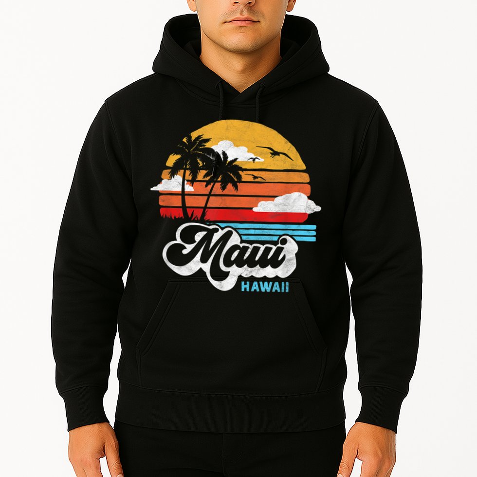 Maui Beach Hawaii Vintage Surf Hoodie
