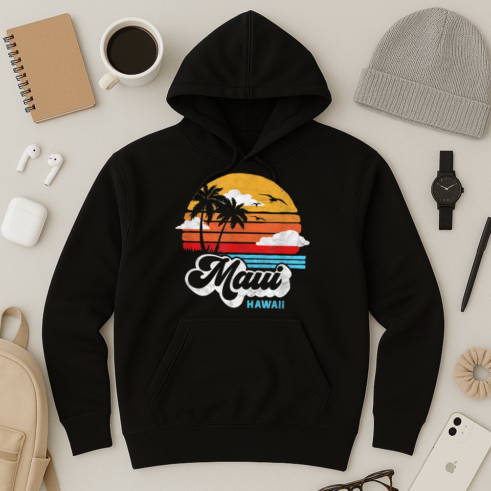 Maui Beach Hawaii Vintage Surf Hoodie