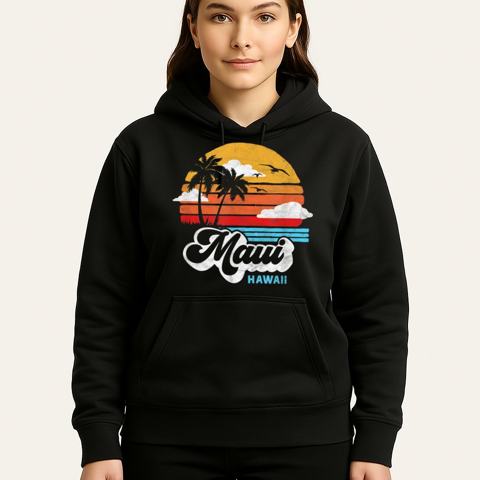 Maui Beach Hawaii Vintage Surf Hoodie
