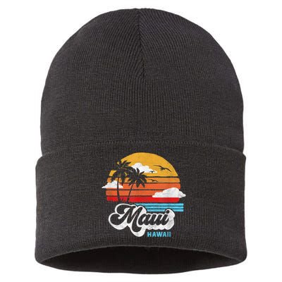 Maui Beach Hawaii Vintage Surf Sustainable Knit Beanie