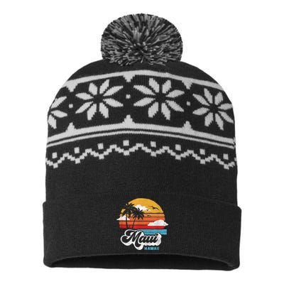 Maui Beach Hawaii Vintage Surf USA-Made Snowflake Beanie