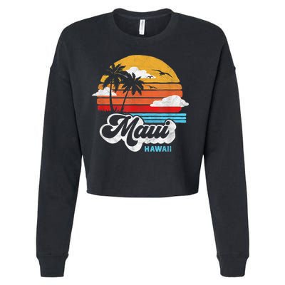 Maui Beach Hawaii Vintage Surf Cropped Pullover Crew