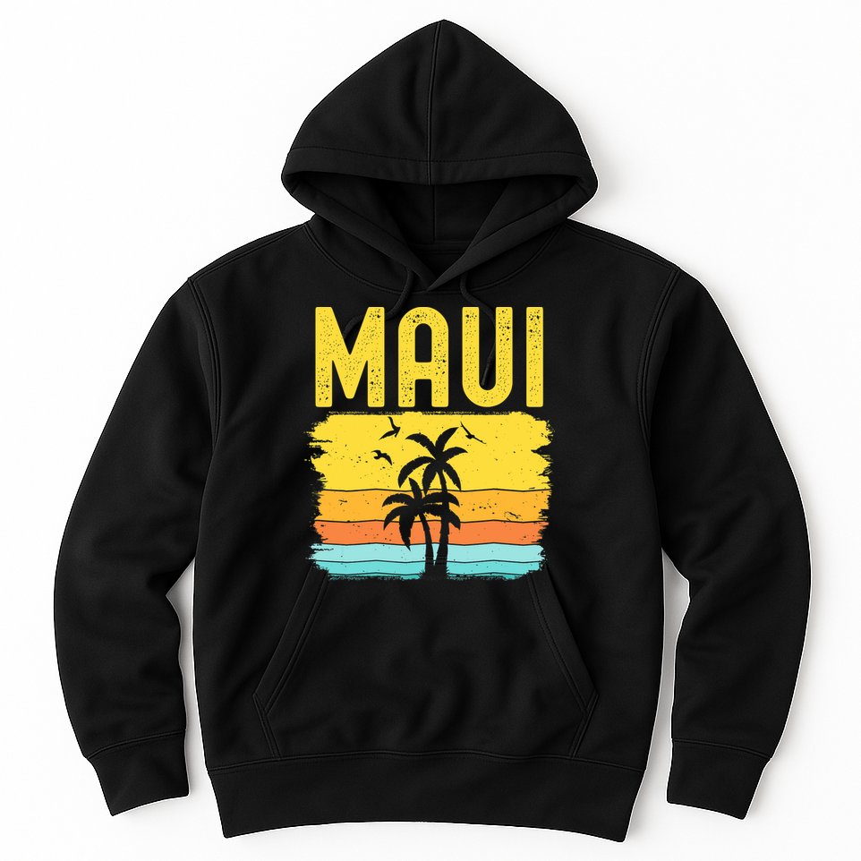 Maui Beach Hawaii Summer Vacation Hawaiian Sunset Vintage Hoodie