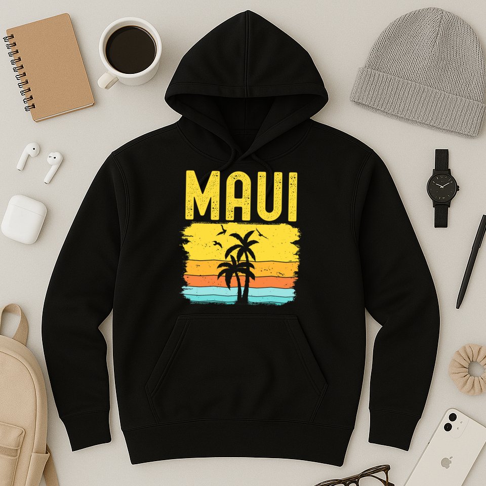 Maui Beach Hawaii Summer Vacation Hawaiian Sunset Vintage Hoodie