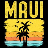 Maui Beach Hawaii Summer Vacation Hawaiian Sunset Vintage Button