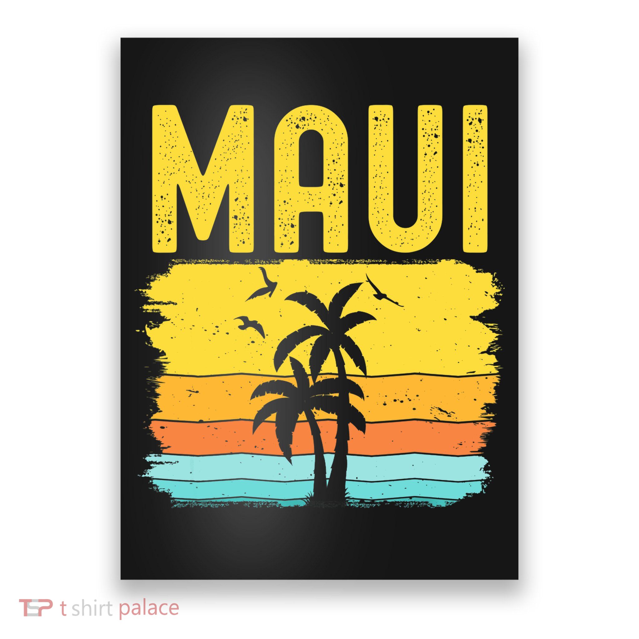 Maui Beach Hawaii Summer Vacation Hawaiian Sunset Vintage Poster
