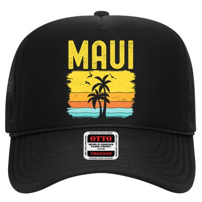 Maui Beach Hawaii Summer Vacation Hawaiian Sunset Vintage Trucker Hat