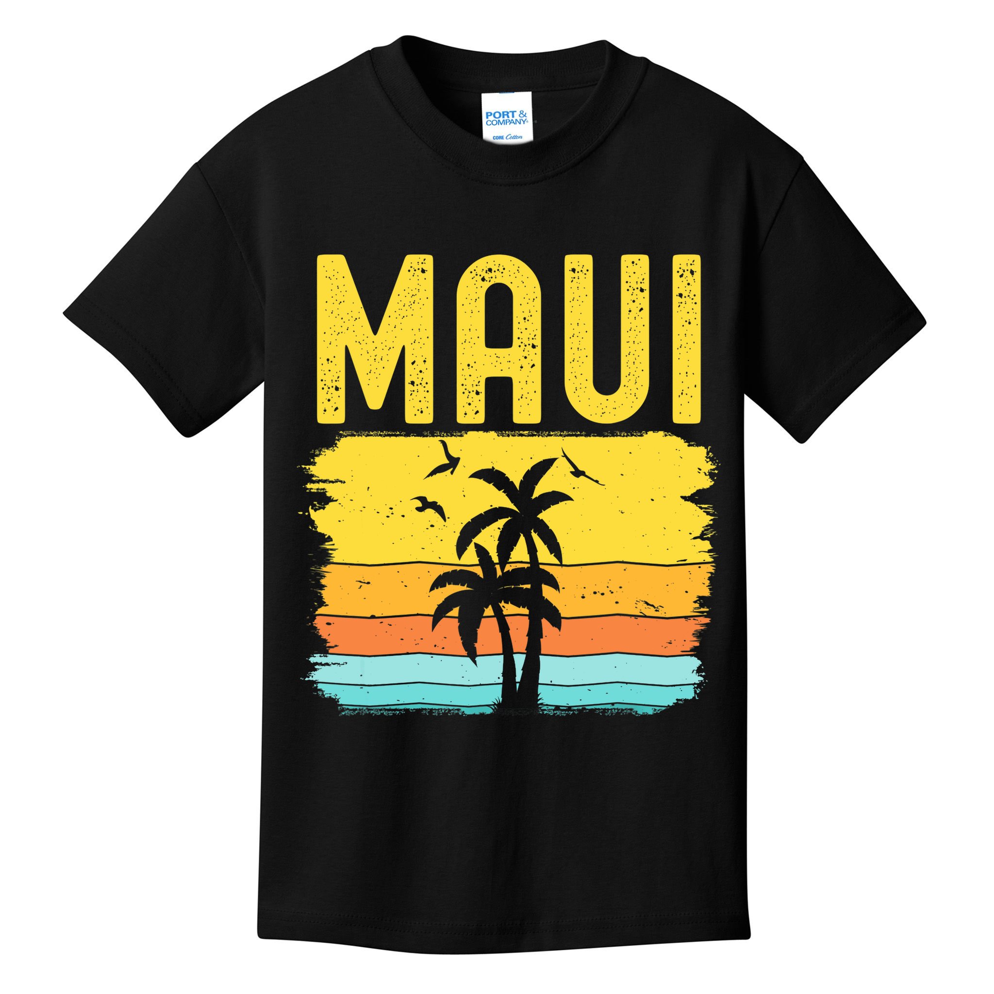 Maui Beach Hawaii Summer Vacation Hawaiian Sunset Vintage Kids T-Shirt