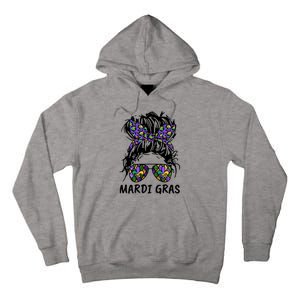 Messy Bun Hair Glasses New Orleans Carnival Mardi Gras Mama Tall Hoodie