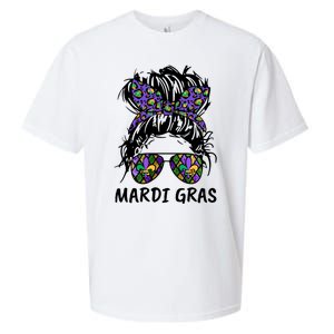 Messy Bun Hair Glasses New Orleans Carnival Mardi Gras Mama Sueded Cloud Jersey T-Shirt