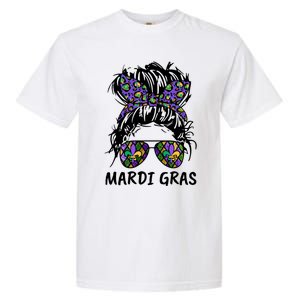 Messy Bun Hair Glasses New Orleans Carnival Mardi Gras Mama Garment-Dyed Heavyweight T-Shirt