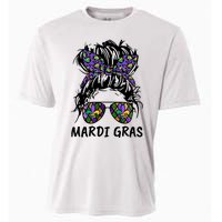 Messy Bun Hair Glasses New Orleans Carnival Mardi Gras Mama Cooling Performance Crew T-Shirt