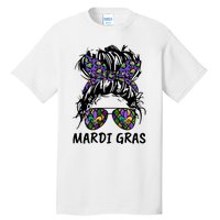 Messy Bun Hair Glasses New Orleans Carnival Mardi Gras Mama Tall T-Shirt