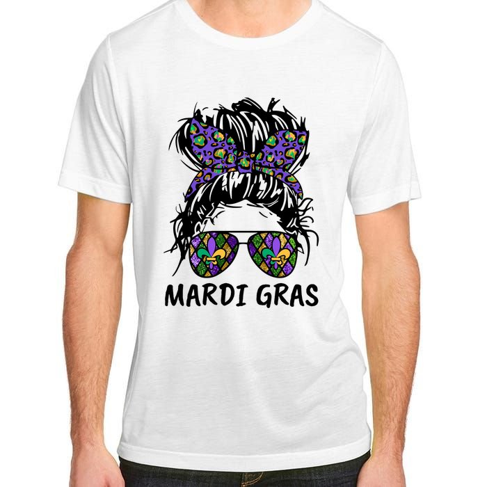 Messy Bun Hair Glasses New Orleans Carnival Mardi Gras Mama Adult ChromaSoft Performance T-Shirt