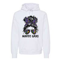 Messy Bun Hair Glasses New Orleans Carnival Mardi Gras Mama Premium Hoodie