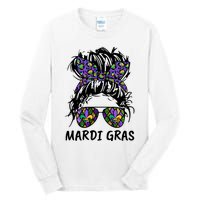 Messy Bun Hair Glasses New Orleans Carnival Mardi Gras Mama Tall Long Sleeve T-Shirt