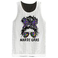 Messy Bun Hair Glasses New Orleans Carnival Mardi Gras Mama Mesh Reversible Basketball Jersey Tank