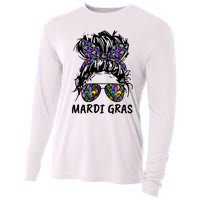 Messy Bun Hair Glasses New Orleans Carnival Mardi Gras Mama Cooling Performance Long Sleeve Crew