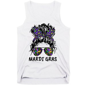 Messy Bun Hair Glasses New Orleans Carnival Mardi Gras Mama Tank Top