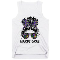 Messy Bun Hair Glasses New Orleans Carnival Mardi Gras Mama Tank Top