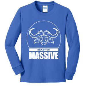 Massive Bull Head Beast Gym Fitness Training Workout Gains Gift Kids Long Sleeve Shirt