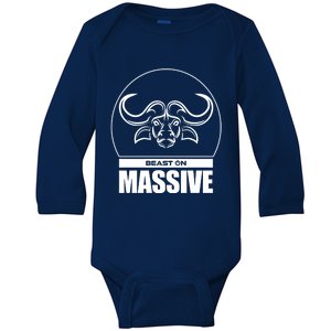 Massive Bull Head Beast Gym Fitness Training Workout Gains Gift Baby Long Sleeve Bodysuit