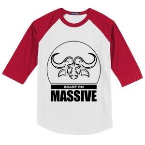 Massive Bull Head Beast Gym Fitness Training Workout Gains Gift Kids Colorblock Raglan Jersey