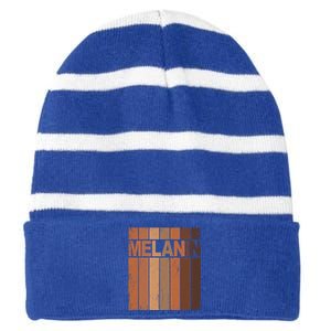 Melanin Black History Month Blm African American Juneteenth Gift Striped Beanie with Solid Band