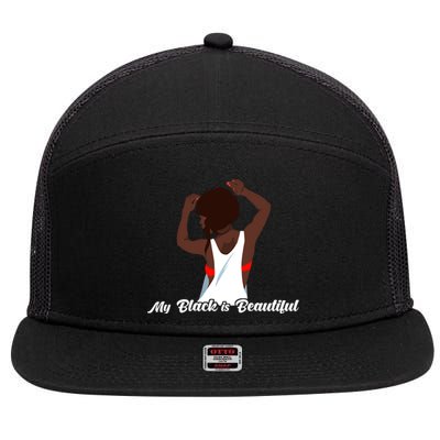 My Black Is Beautiful Proud Melanin Goddess Strong Roots Gift 7 Panel Mesh Trucker Snapback Hat