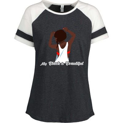 My Black Is Beautiful Proud Melanin Goddess Strong Roots Gift Enza Ladies Jersey Colorblock Tee