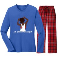 My Black Is Beautiful Proud Melanin Goddess Strong Roots Gift Women's Long Sleeve Flannel Pajama Set 