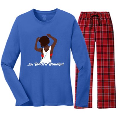 My Black Is Beautiful Proud Melanin Goddess Strong Roots Gift Women's Long Sleeve Flannel Pajama Set 