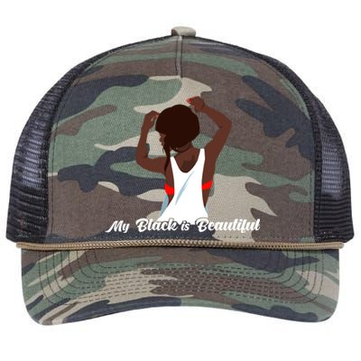 My Black Is Beautiful Proud Melanin Goddess Strong Roots Gift Retro Rope Trucker Hat Cap