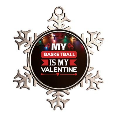 My Basketball Is My Valentine Metallic Star Ornament