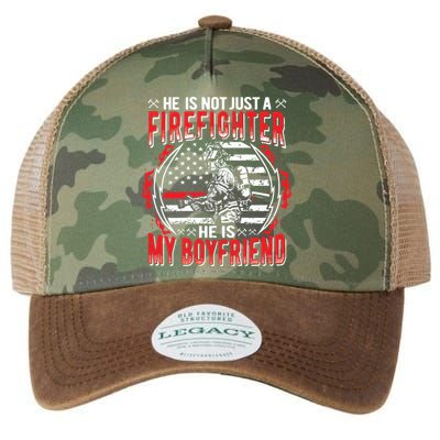 My Boyfriend Is A Firefighter Thin Red Line Fire Girlfriend Legacy Tie Dye Trucker Hat