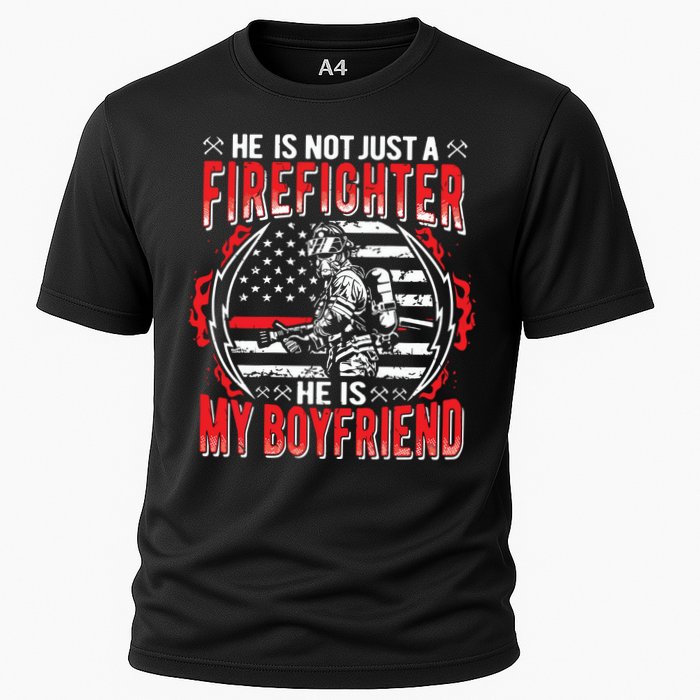 My Boyfriend Is A Firefighter Thin Red Line Fire Girlfriend Cooling Performance Crew T-Shirt