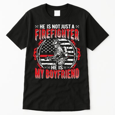 My Boyfriend Is A Firefighter Thin Red Line Fire Girlfriend Tall T-Shirt