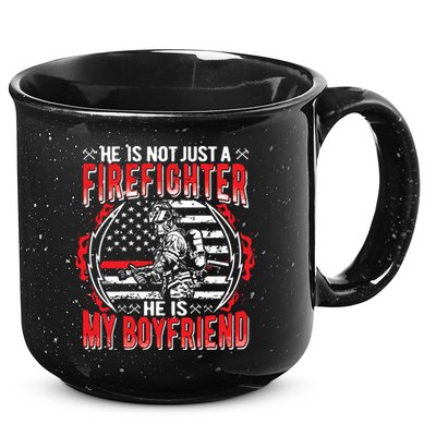 My Boyfriend Is A Firefighter Thin Red Line Fire Girlfriend 15oz Campfire Ceramic Mug