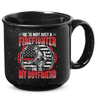 My Boyfriend Is A Firefighter Thin Red Line Fire Girlfriend 15oz Campfire Ceramic Mug