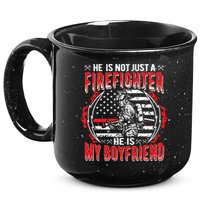 My Boyfriend Is A Firefighter Thin Red Line Fire Girlfriend 15oz Campfire Ceramic Mug