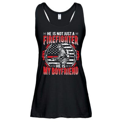 My Boyfriend Is A Firefighter Thin Red Line Fire Girlfriend Ladies Essential Flowy Tank