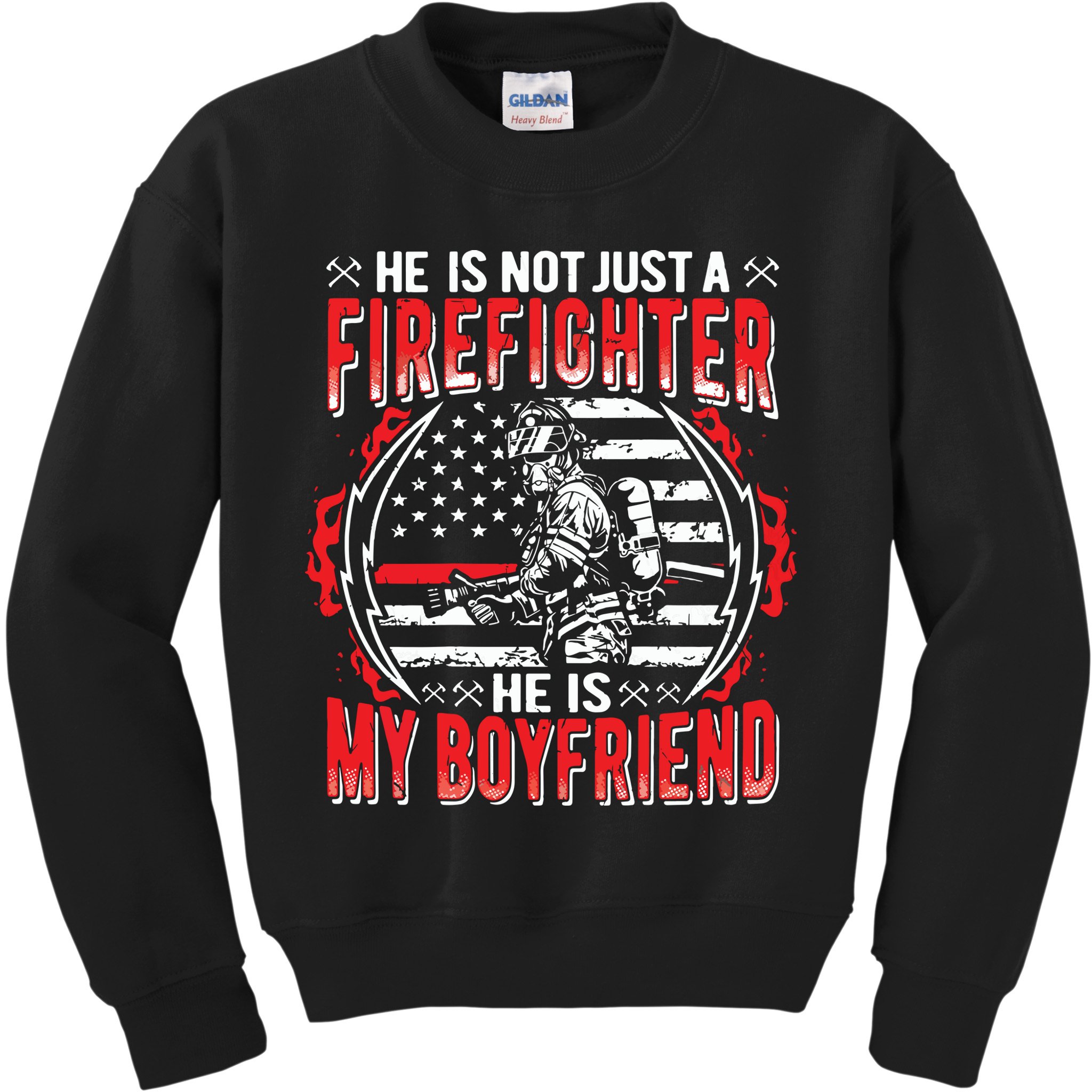 My Boyfriend Is A Firefighter Thin Red Line Fire Girlfriend Kids Sweatshirt
