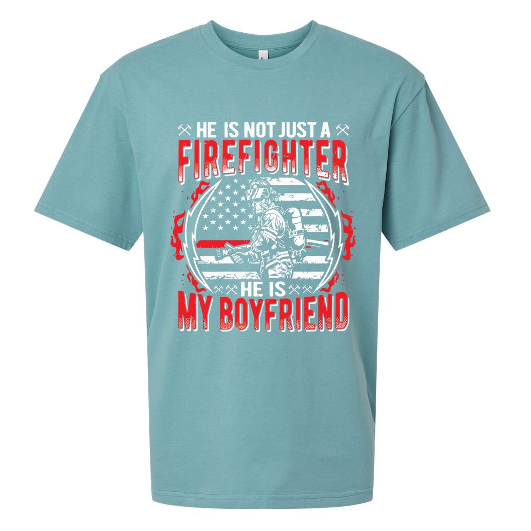 My Boyfriend Is A Firefighter Thin Red Line Fire Girlfriend Sueded Cloud Jersey T-Shirt