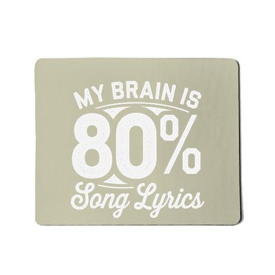My Brain Is 80 Song Lyrics Funny Sarcasm Music Lover Mousepad