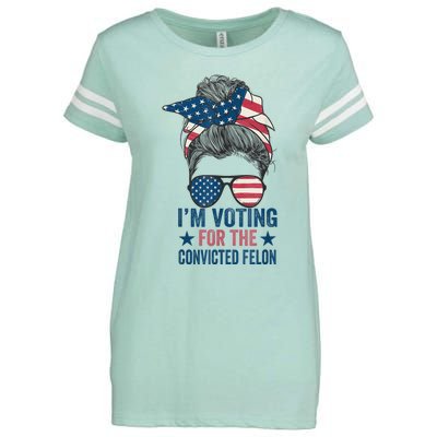 Messy Bun Im Voting For The Convicted Felon Enza Ladies Jersey Football T-Shirt