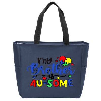 My Brother Is AuSome Autism Puzzle Piece Autism Awareness Baby Zip Tote Bag